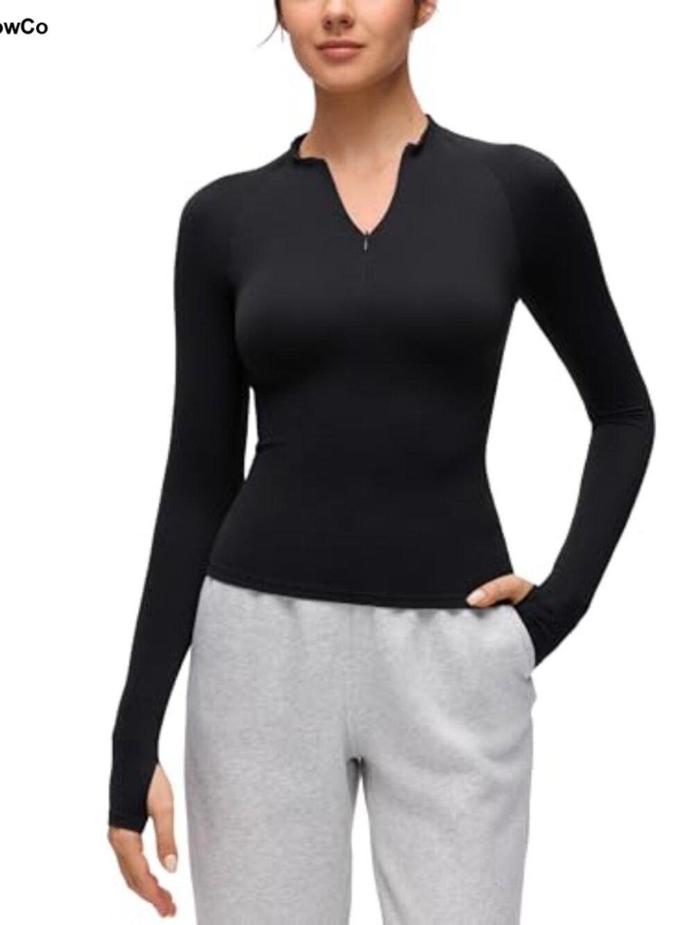CRZ YOGA Softembrace Half Zip Long Sleeve Active Top Thumbholes